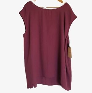 Halogen Flowy Purple Red Dress Shirt Sleeveless Cap Sleeve Top